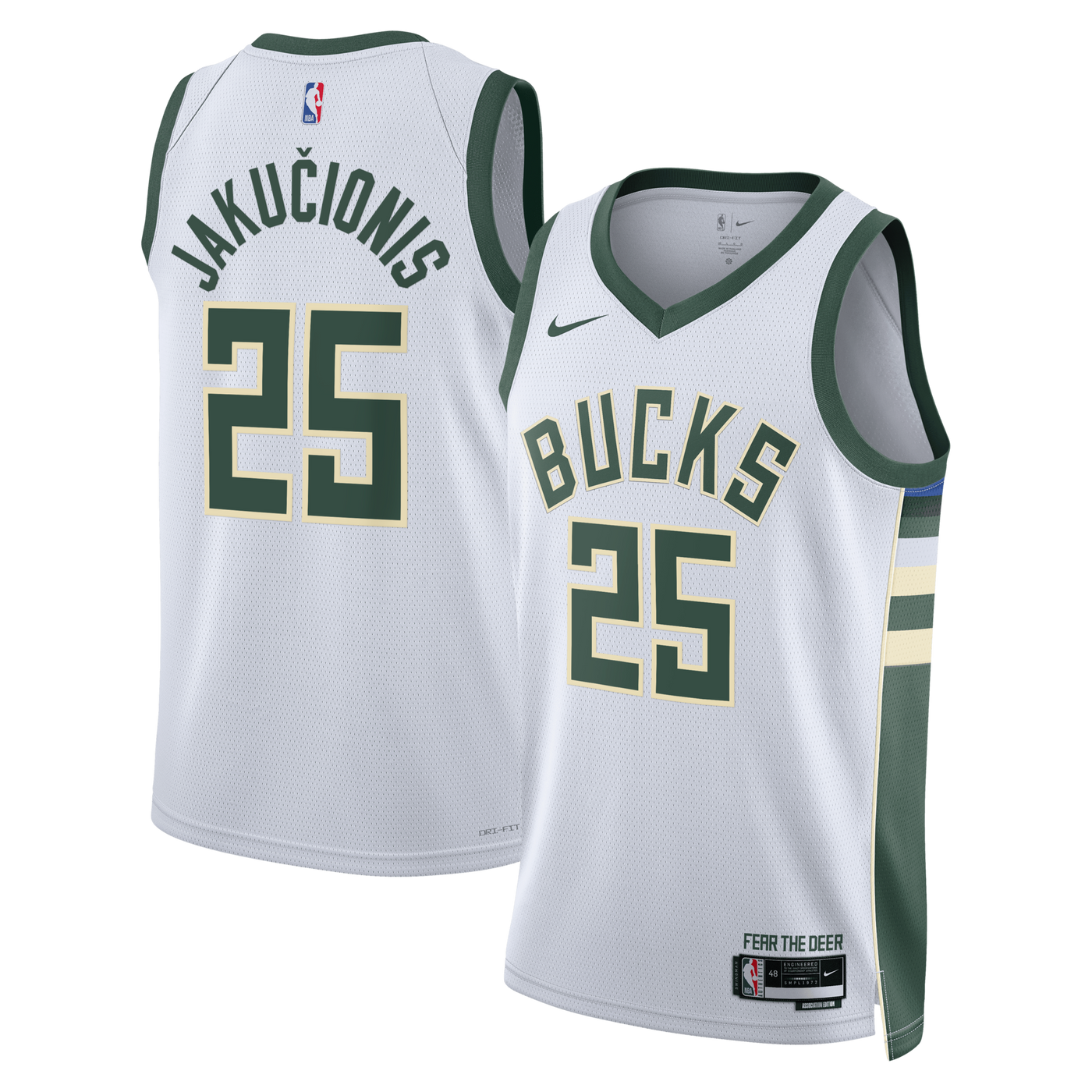 Milwaukee Bucks Nike Association Edition Swingman Jersey - White - Kasparas Jakučionis