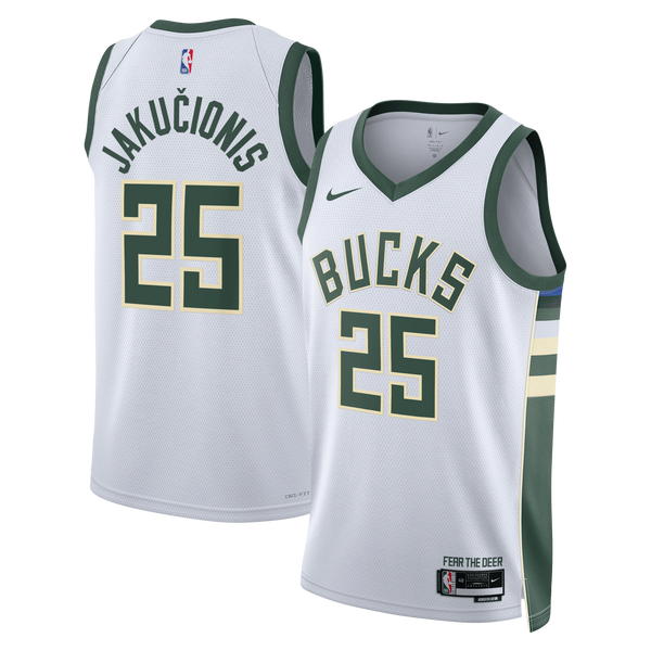 Milwaukee Bucks Nike Association Edition Swingman Jersey - White - Kasparas Jakučionis