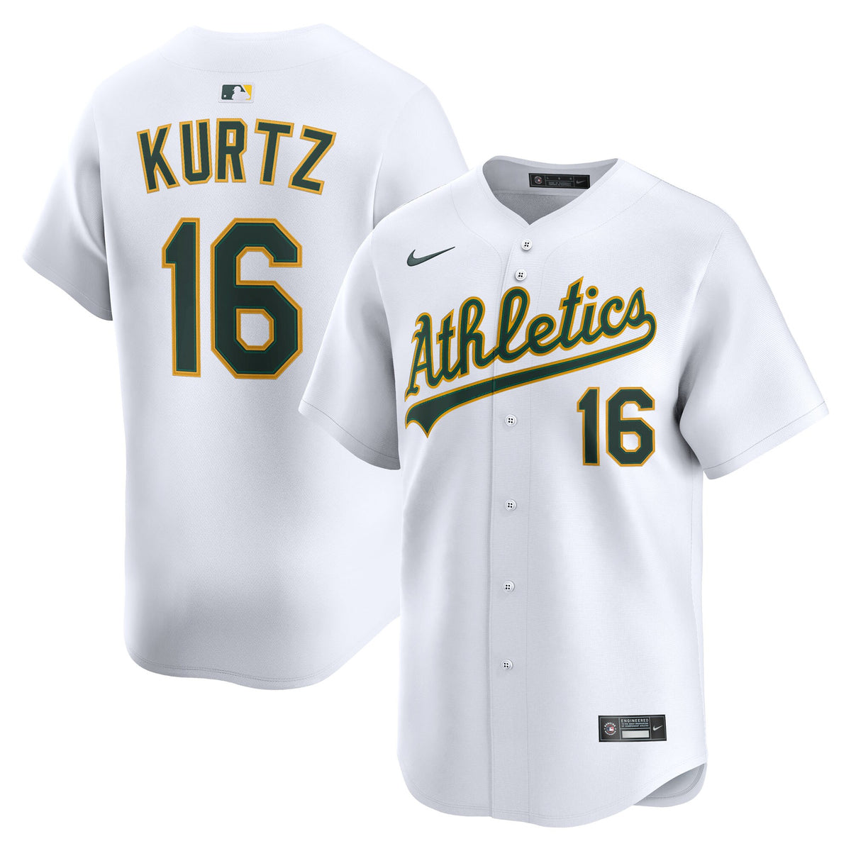 Athletics Nick Kurtz White Home Limited Player Jersey