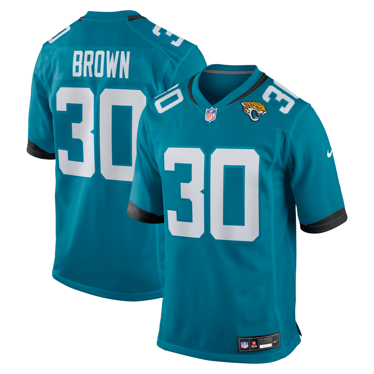 Jacksonville Jaguars Montaric Brown Teal Game Player Jersey