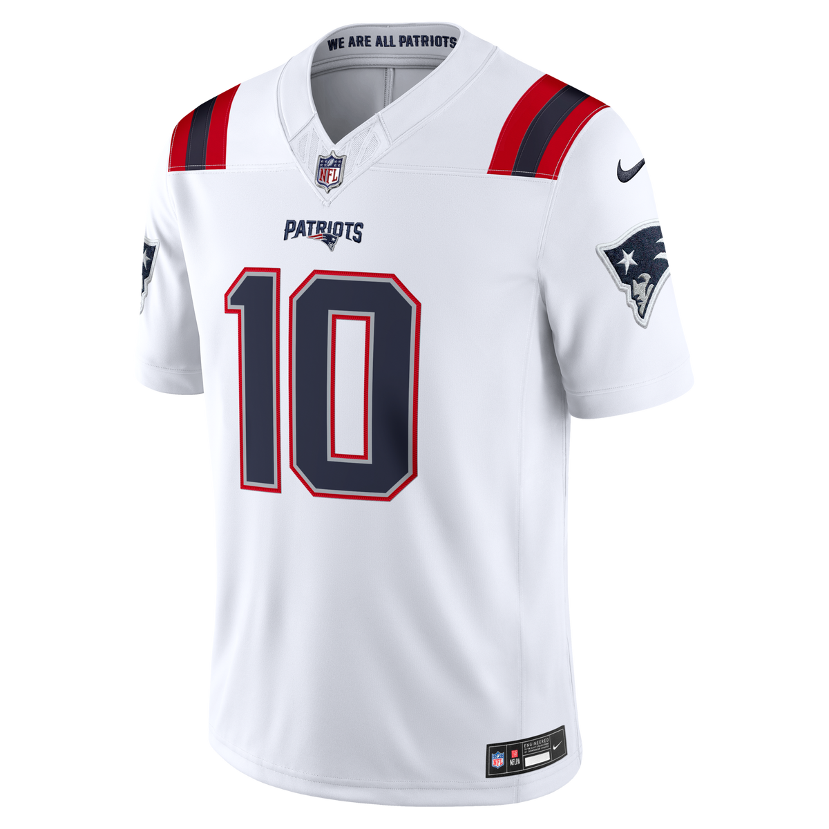 New England Patriots Drake Maye White Vapor F.U.S.E. Stitched Limited Jersey