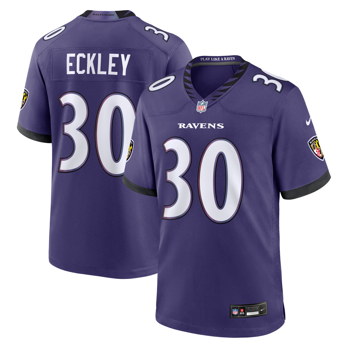 Baltimore Ravens Ryan Eckley Purple Team Game Jersey