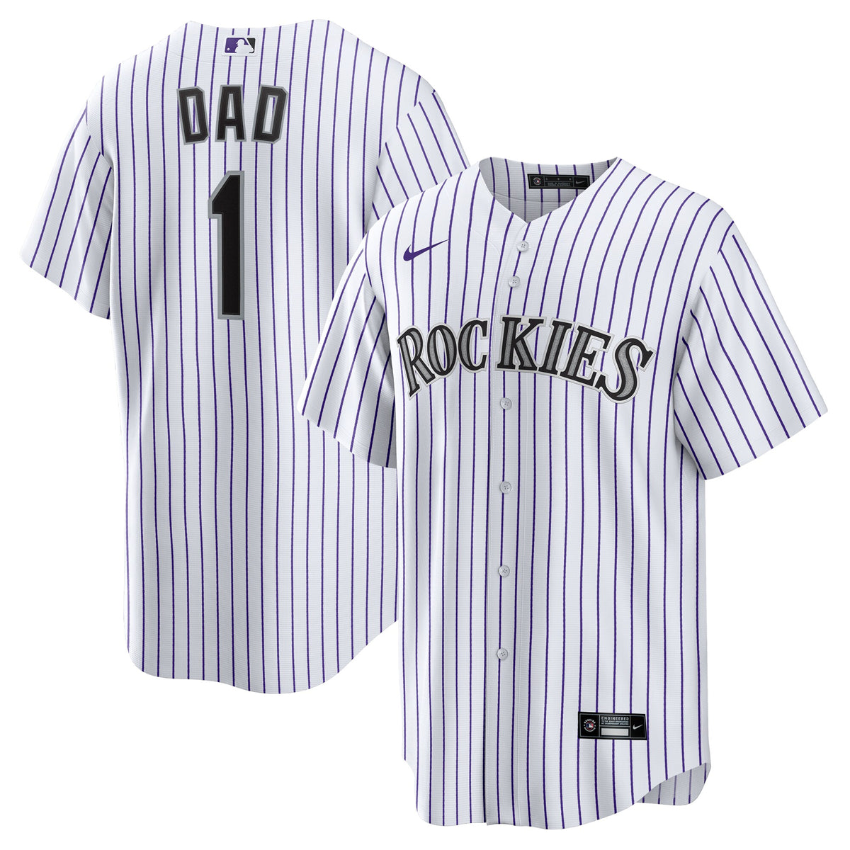 Colorado Rockies White #1 Dad Home Replica Jersey