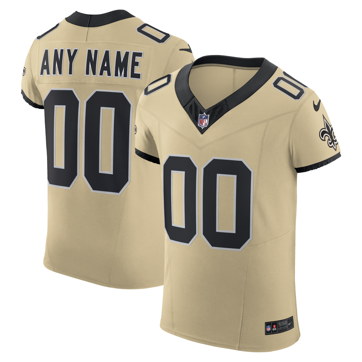 New Orleans Saints Gold Alternate Vapor F.U.S.E. Elite Custom Jersey