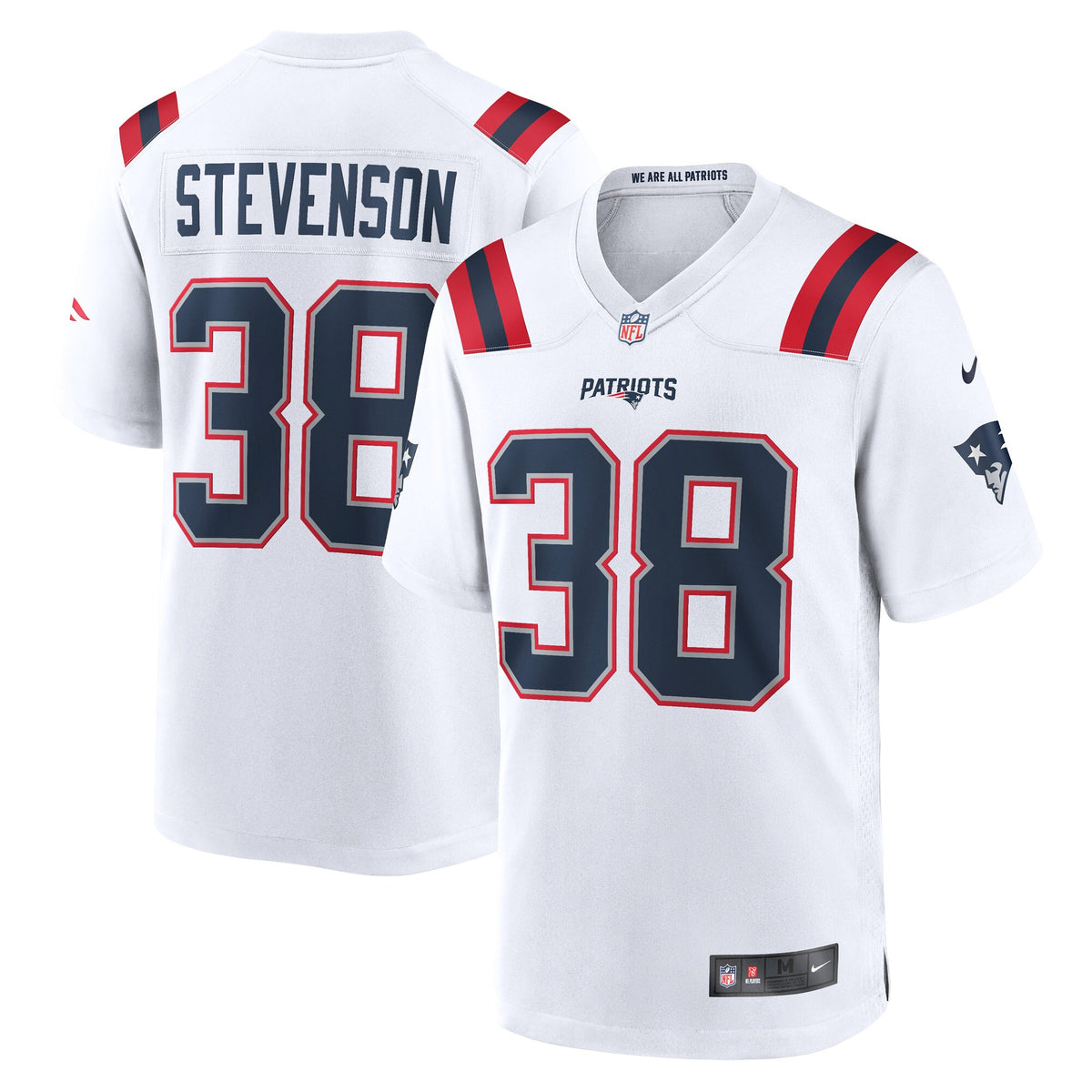 New England Patriots Rhamondre Stevenson White Game Player Jersey