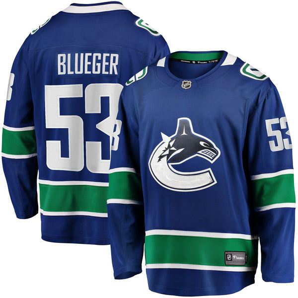 Vancouver Canucks Teddy Blueger Fanatics Blue Home Breakaway Jersey