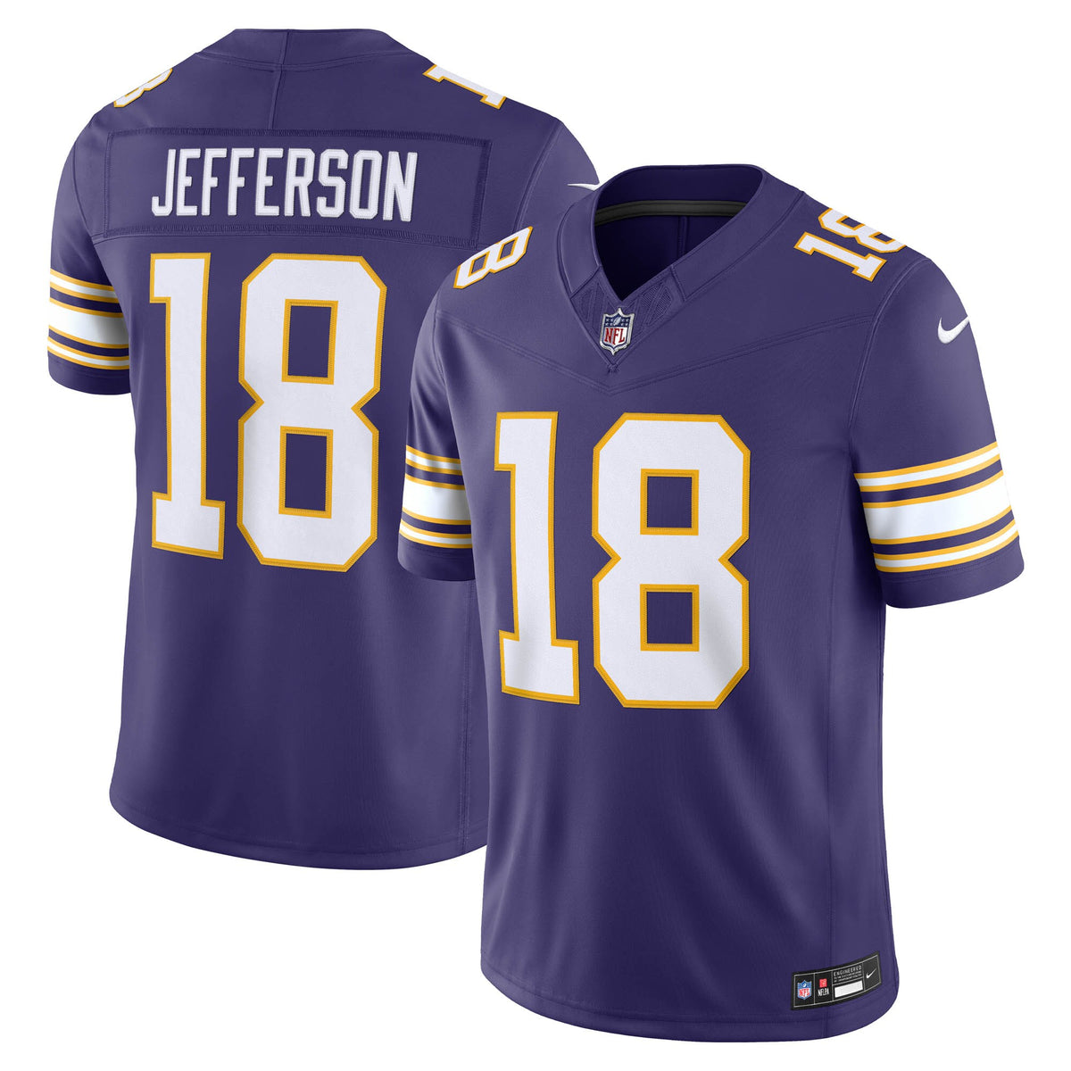 Minnesota Vikings Justin Jefferson Purple Alternate Classic Vapor F.U.S.E. Stitched Limited Jersey