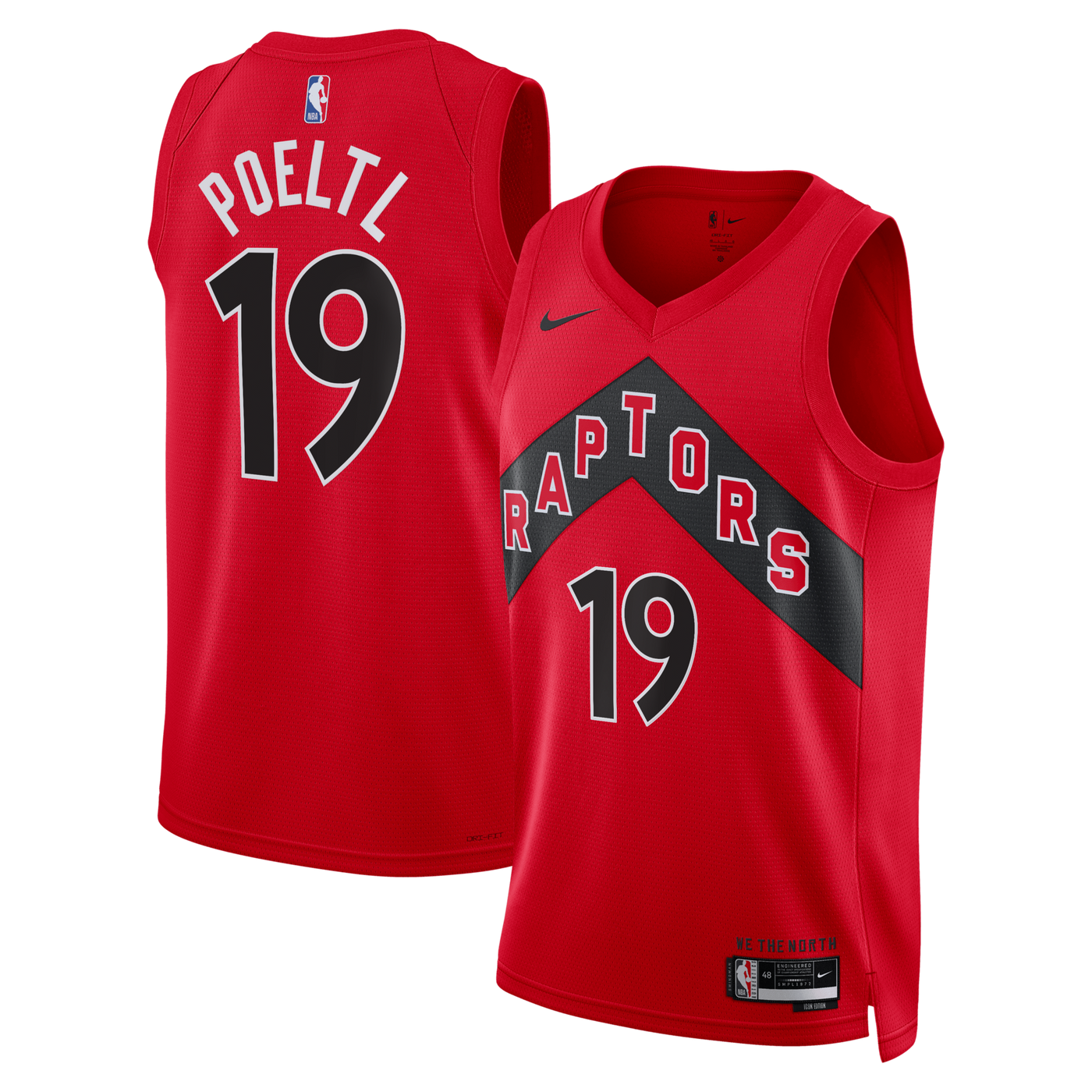 Toronto Raptors Nike Icon Edition Swingman Jersey - Red - Jakob Poeltl