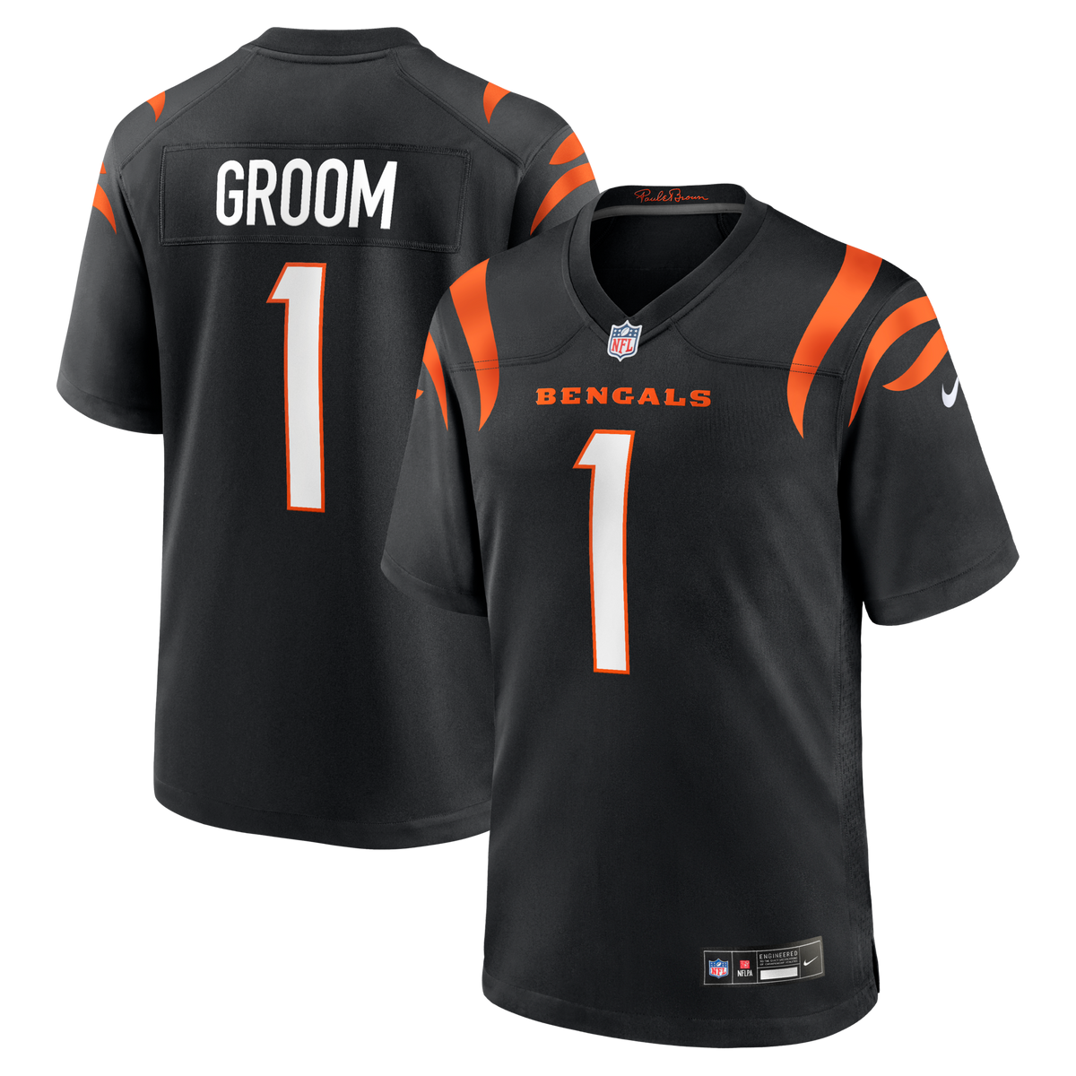 Cincinnati Bengals Number 1 Groom Black Game Jersey