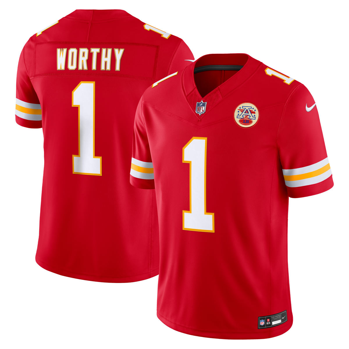 Kansas City Chiefs Xavier Worthy Red Team Vapor F.U.S.E. Stitched Limited Jersey