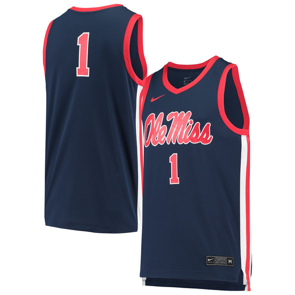 Nike #1 Navy Ole Miss Rebels Replica Basketball Jersey
