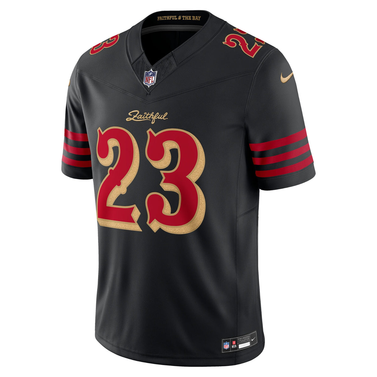 San Francisco 49ers Christian McCaffrey Black 2025 Rivalries Collection Stitched Limited Jersey