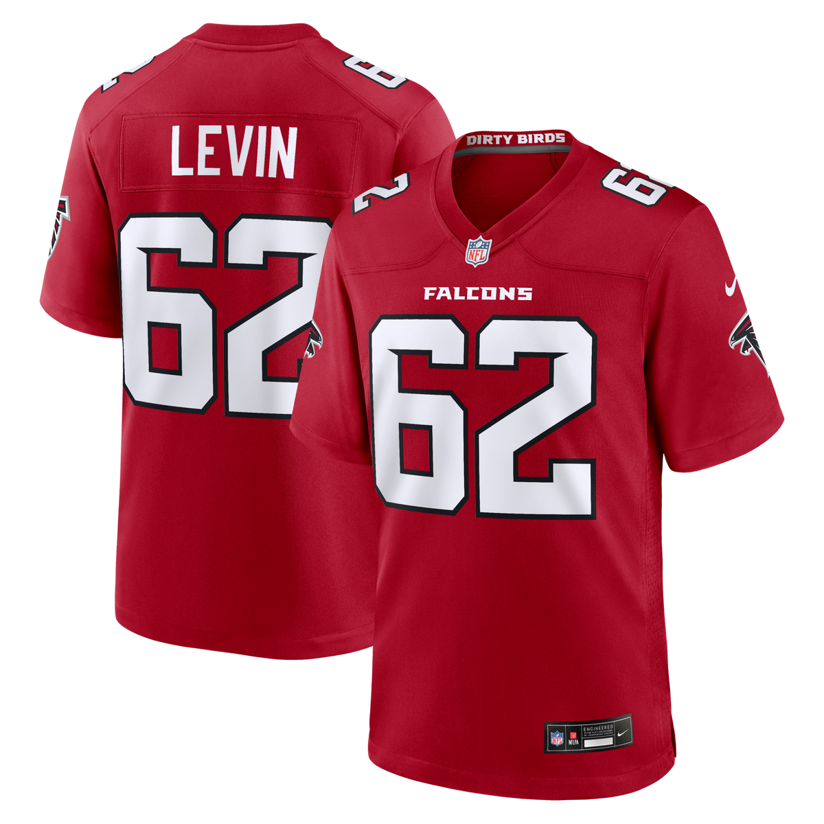Atlanta Falcons Corey Levin Red Team Game Jersey