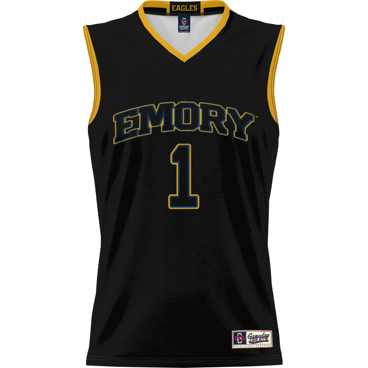 #1 Emory Eagles GameDay Greats Lightweight Basketball Jersey - Black
