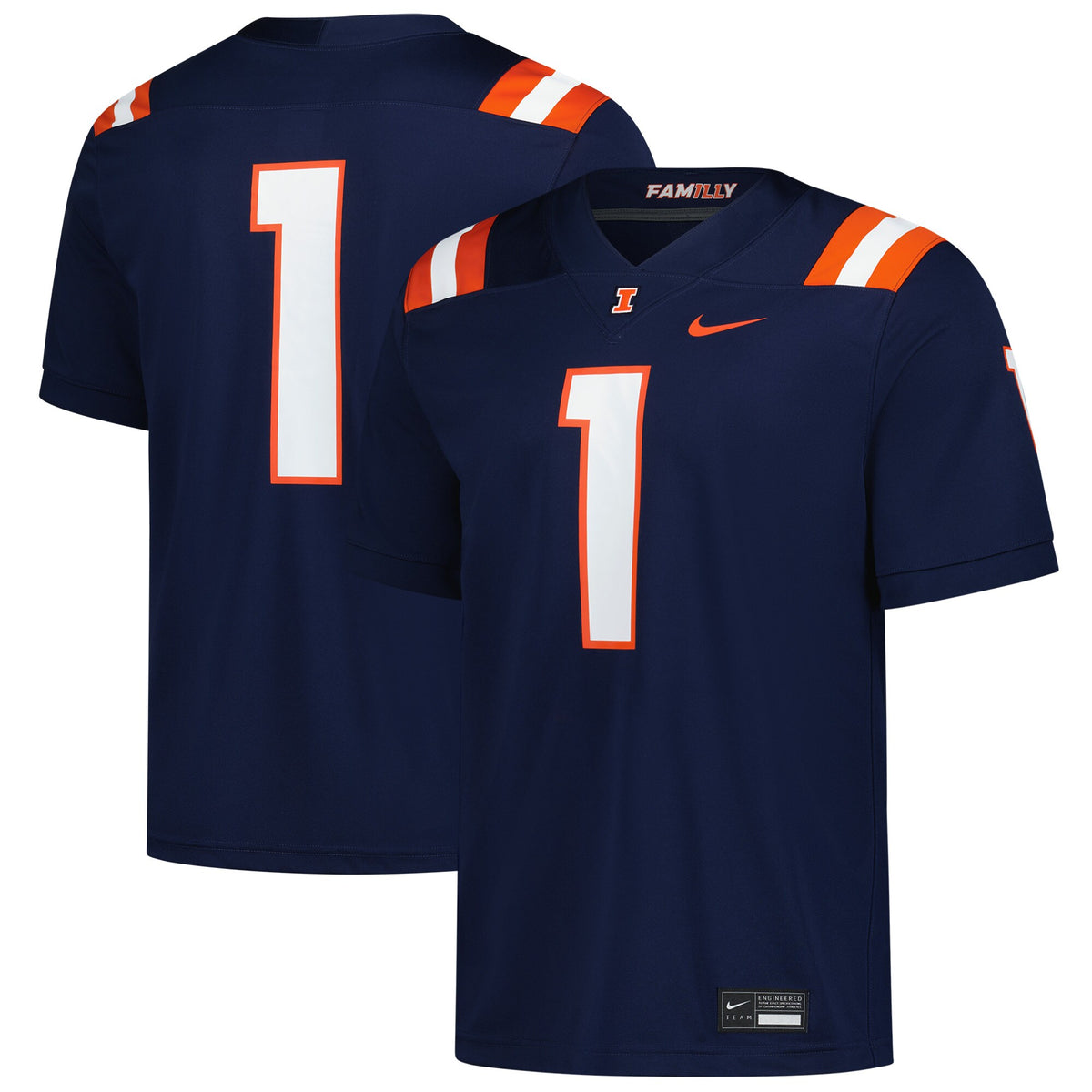 #1 Illinois Fighting Illini Game Football Jersey - Navy