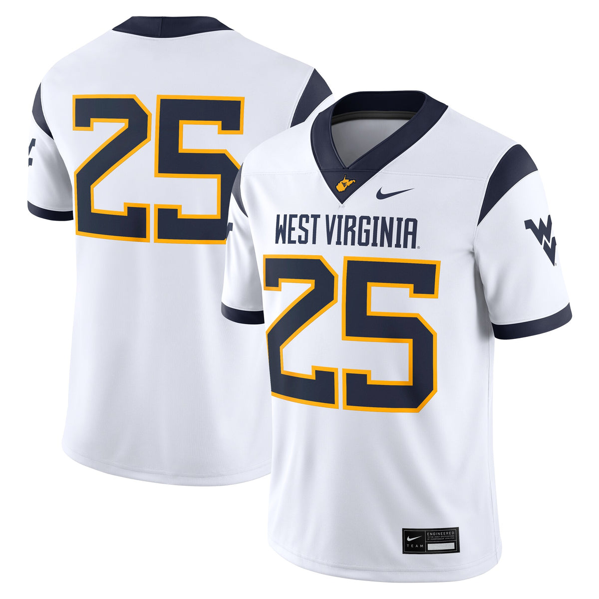 #25 West Virginia Mountaineers Limited Away Game Jersey - White
