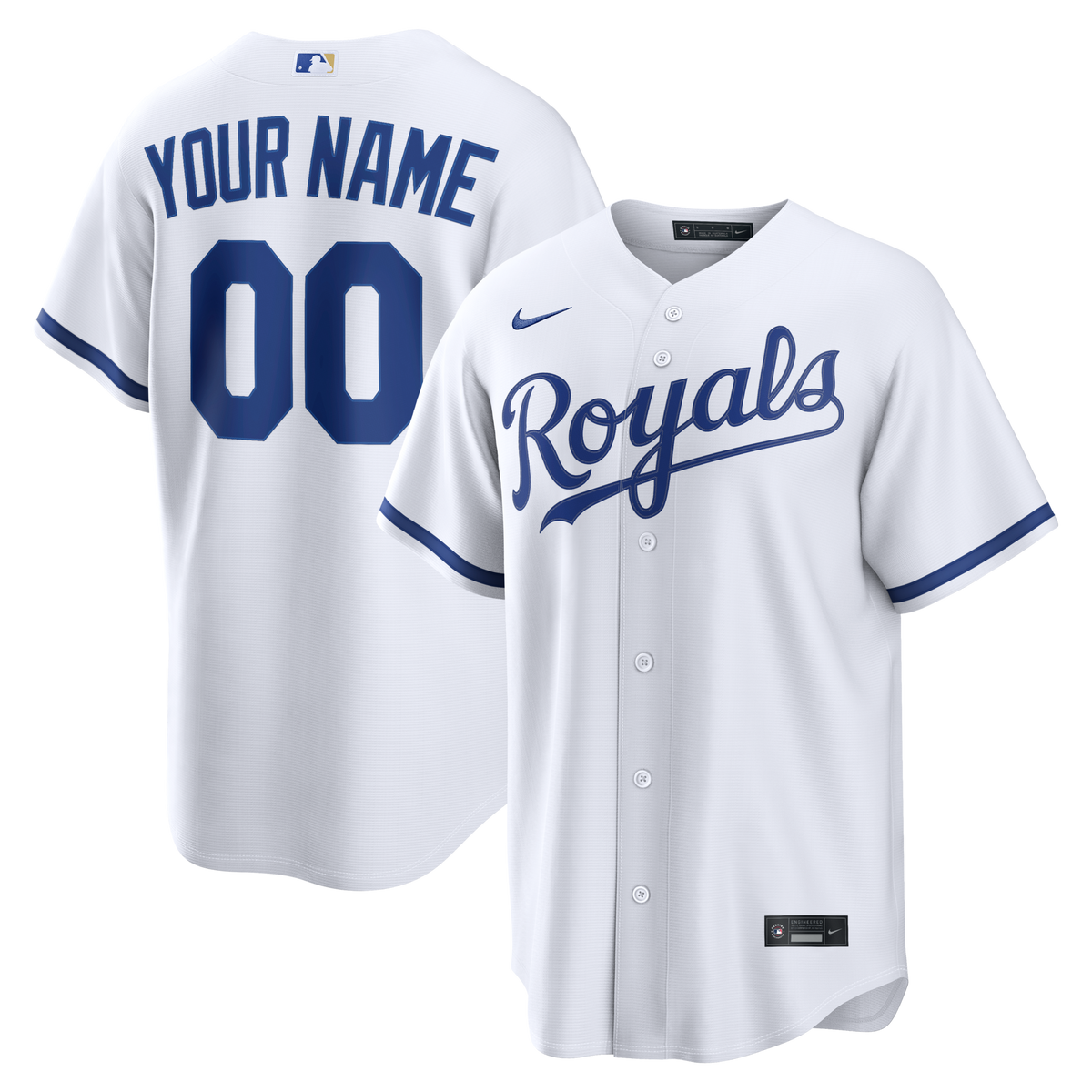 Kansas City Royals White Home Replica Custom Jersey