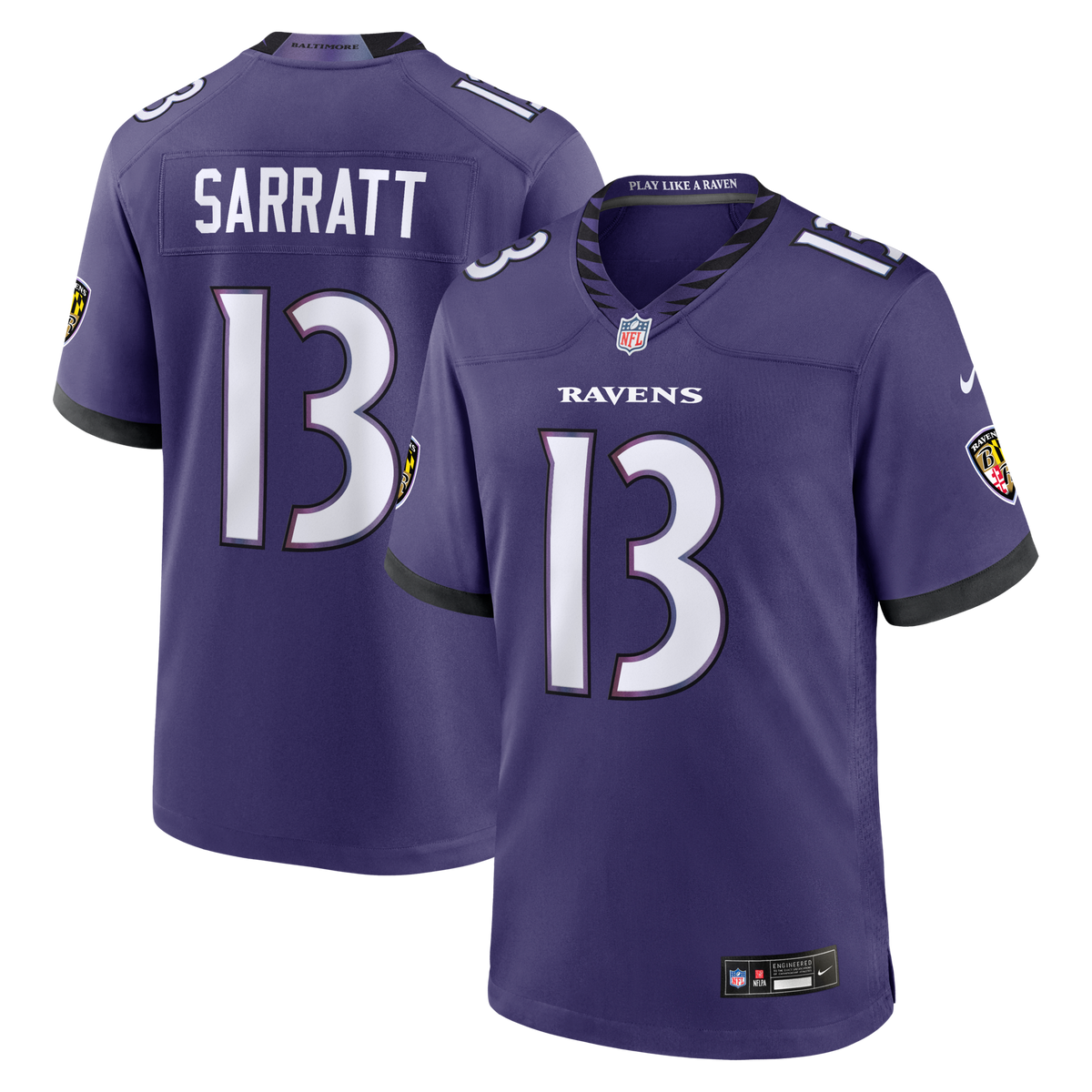 Baltimore Ravens Elijah Sarratt Purple Team Game Jersey