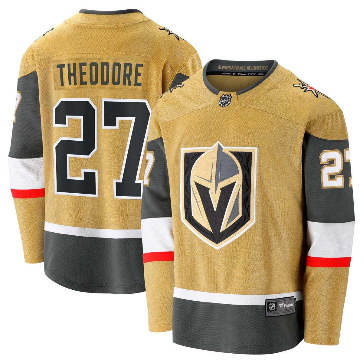 Vegas Golden Knights Shea Theodore Fanatics Gold Home Breakaway Jersey