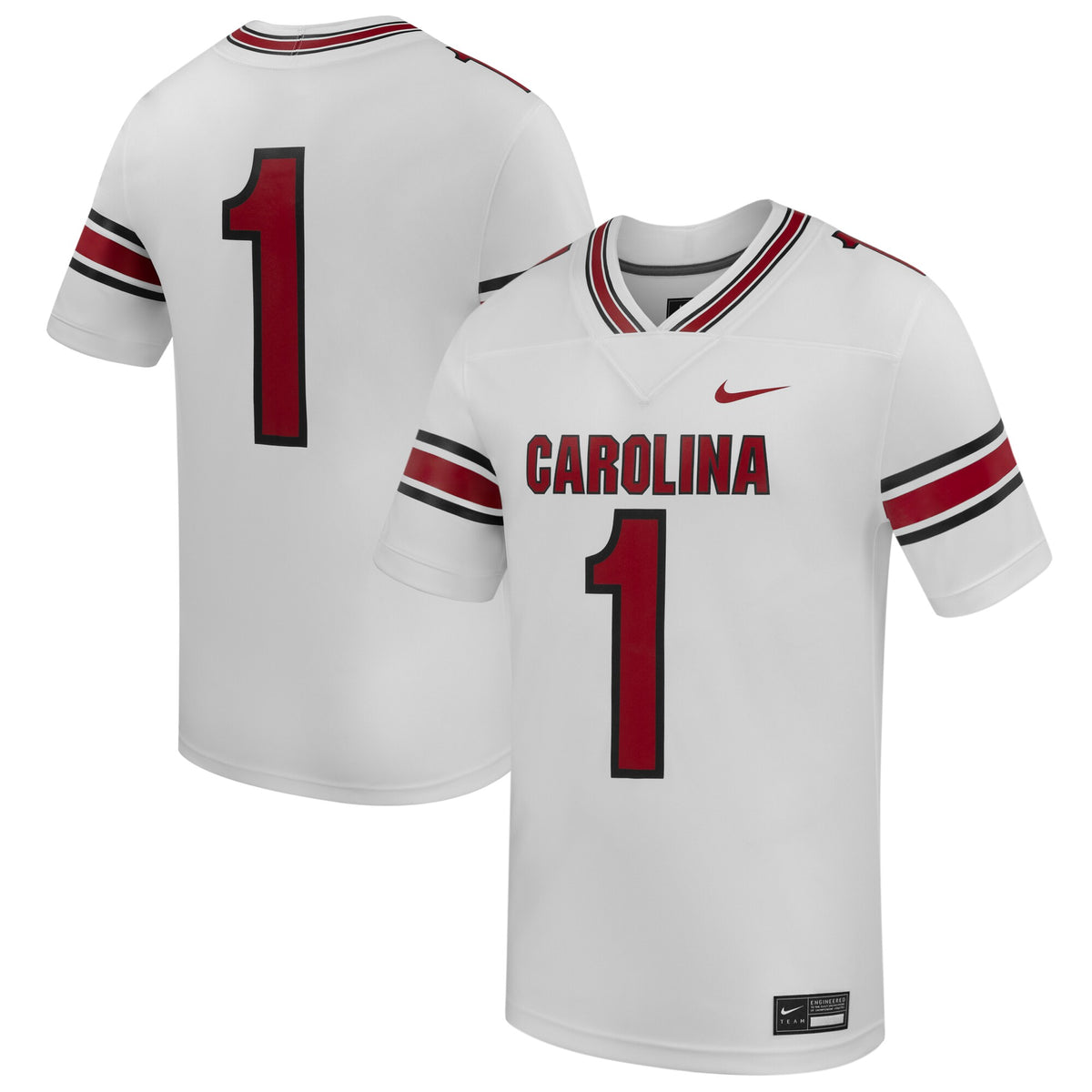 #1 South Carolina Gamecocks Road Replica Football Jersey - White