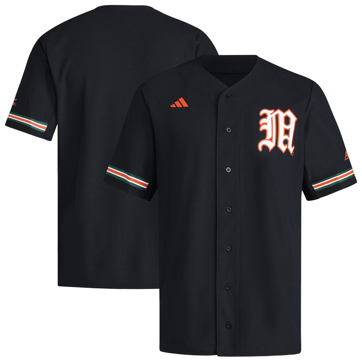 Miami Hurricanes V-Neck Baseball Jersey - Black