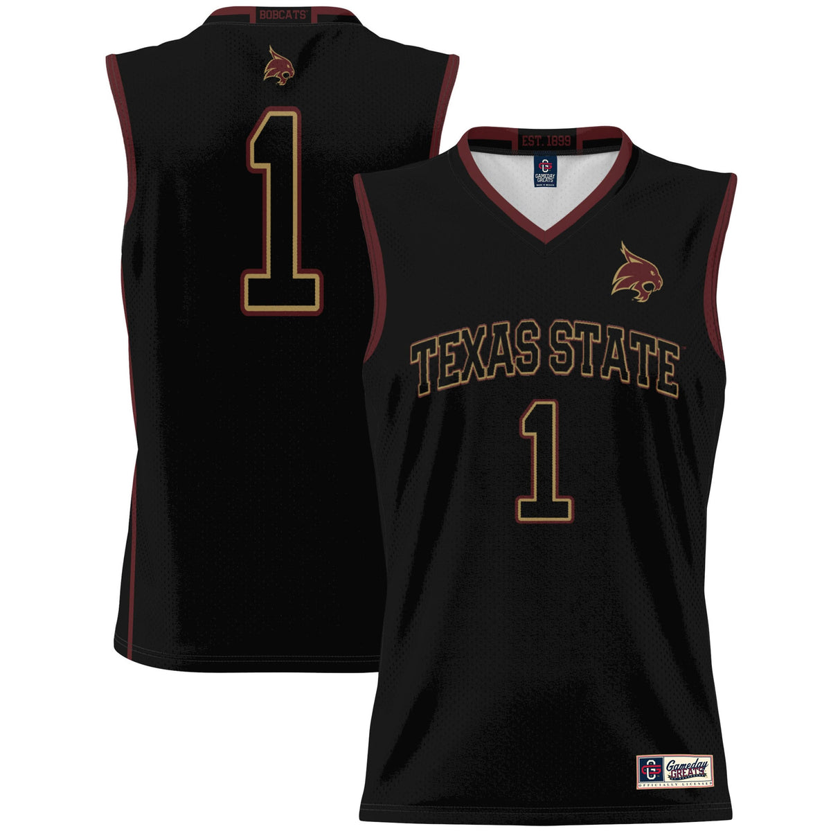 #1 Texas State Bobcats GameDay Greats Lightweight Basketball Jersey - Black