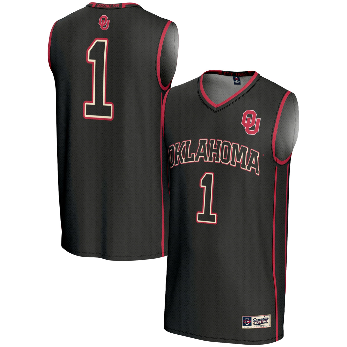 GameDay Greats #1 Black Oklahoma Sooners Lightweight Basketball Jersey
