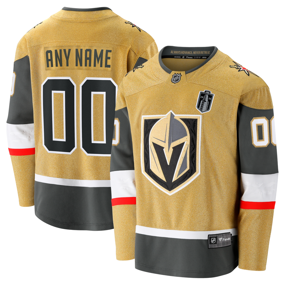Vegas Golden Knights Fanatics Gold 2026 Stanley Cup Final Breakaway Custom Jersey
