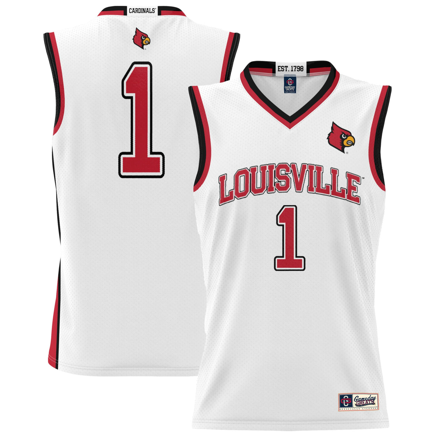 GameDay Greats #1 White Louisville Cardinals Lightweight Basketball Jersey