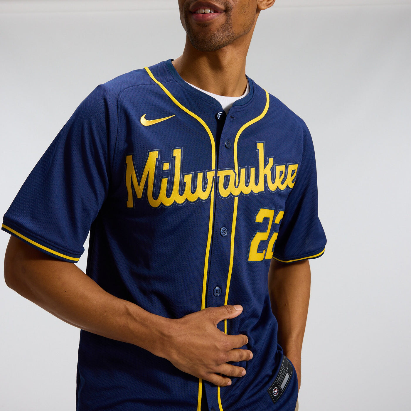 Milwaukee Brewers Christian Yelich Nike Navy Alternate Limited Jersey