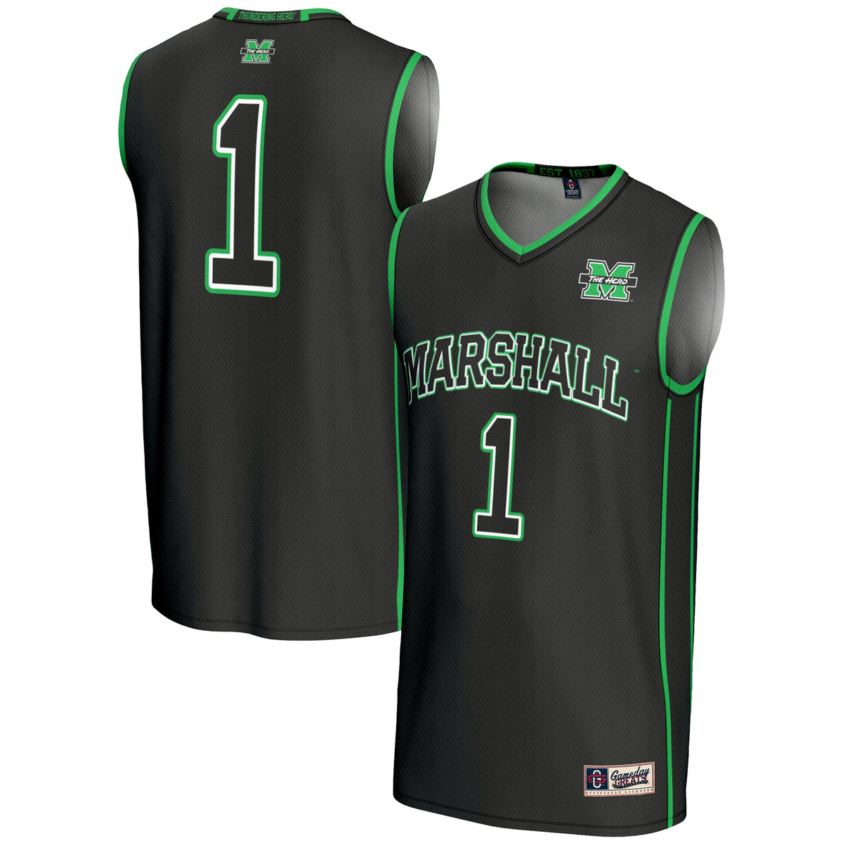 #1 Marshall Thundering Herd GameDay Greats Lightweight Basketball Jersey - Black