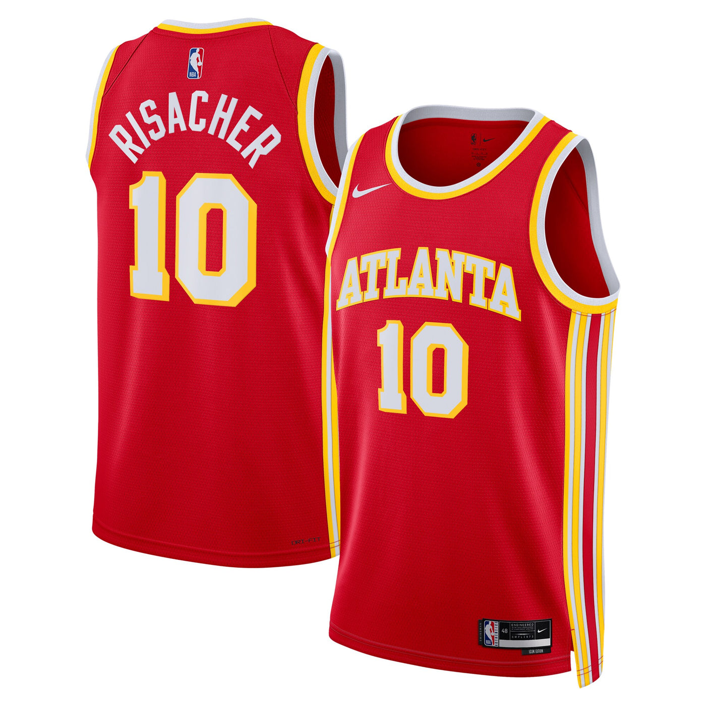 Atlanta Hawks Nike Icon Swingman Jersey - Red - Zaccharie Risacher