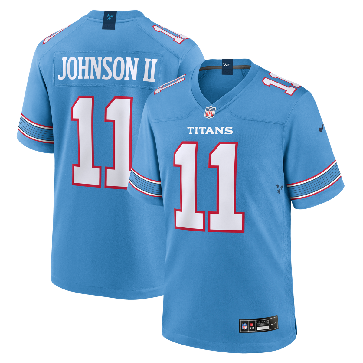 Tennessee Titans Jermaine Johnson II Light Blue Team Game Jersey