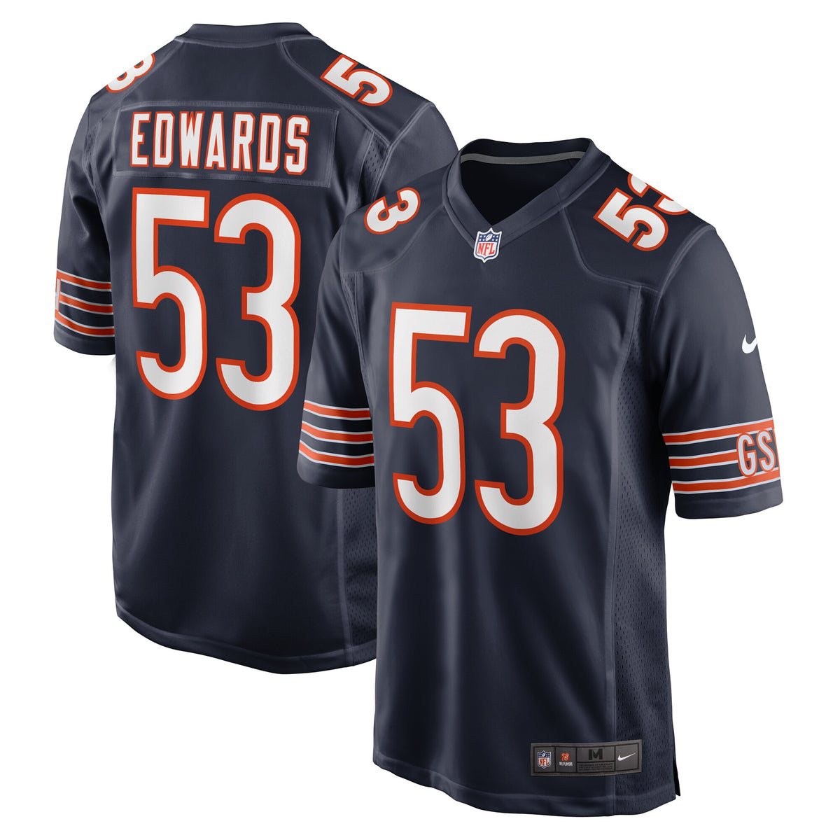 Chicago Bears TJ Edwards Navy Game Player Jersey