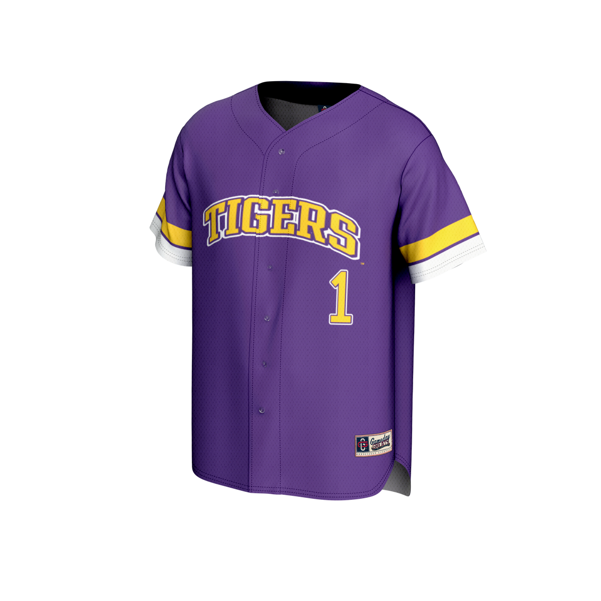 #1 LSU Tigers GameDay Greats Lightweight Collegiate Baseball Fashion Jersey - Purple