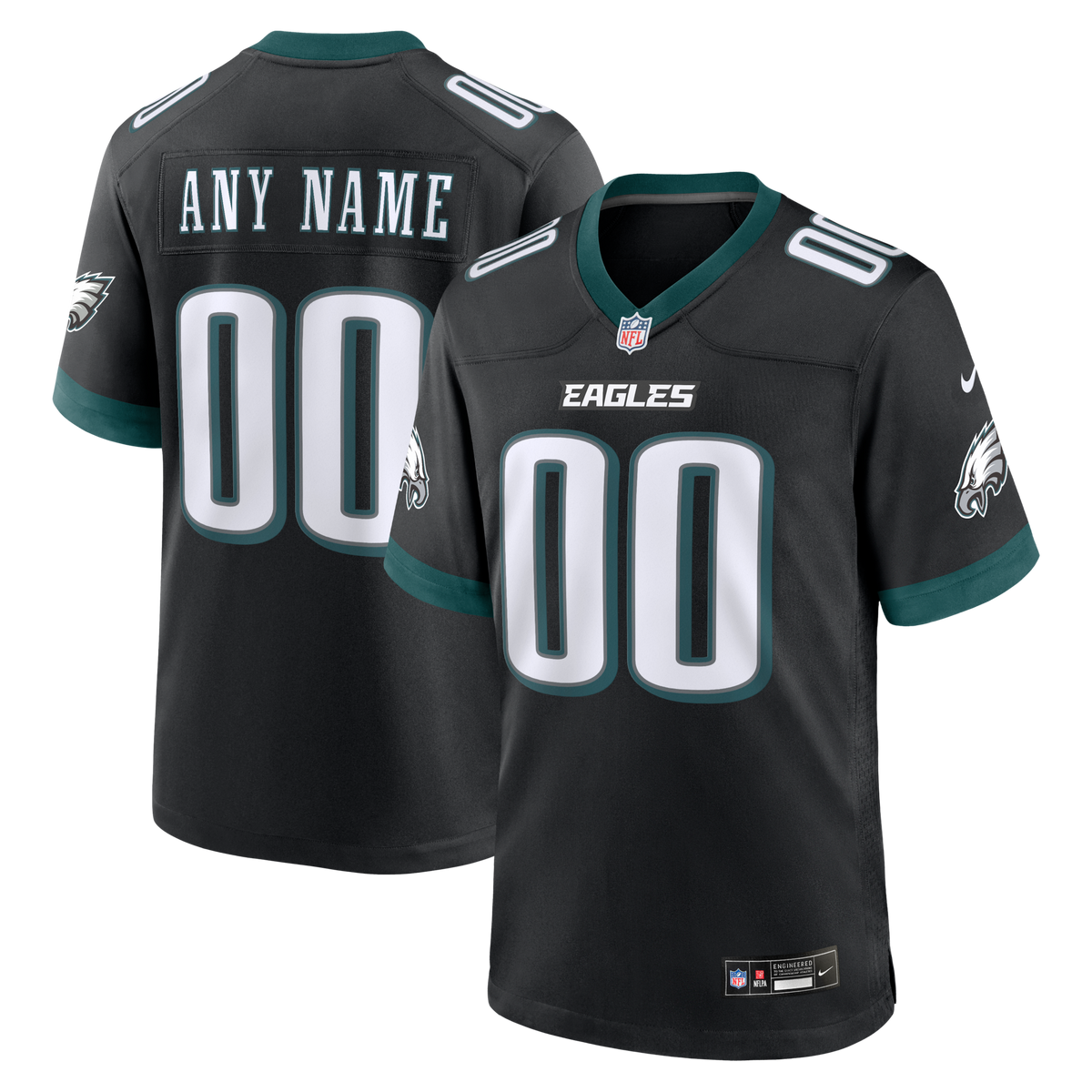 Philadelphia Eagles Black Alternate Custom Game Jersey