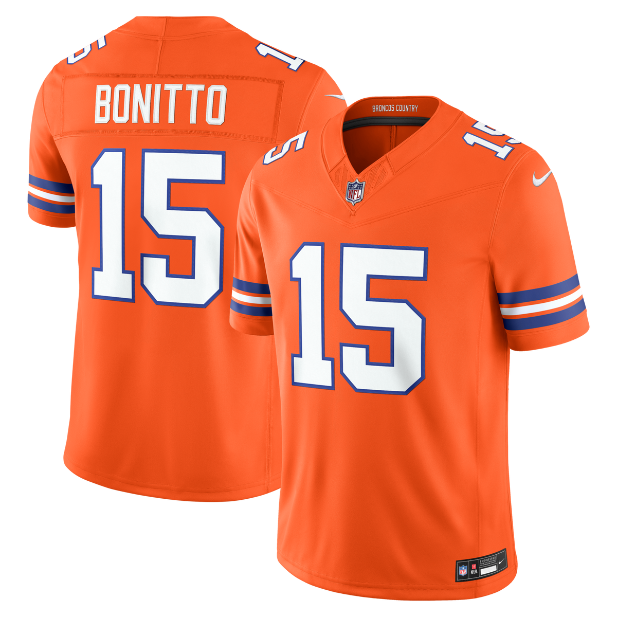 Denver Broncos Nik Bonitto Orange Alternate Mile High Collection 1977 Throwback Vapor F.U.S.E. Stitched Limited Jersey