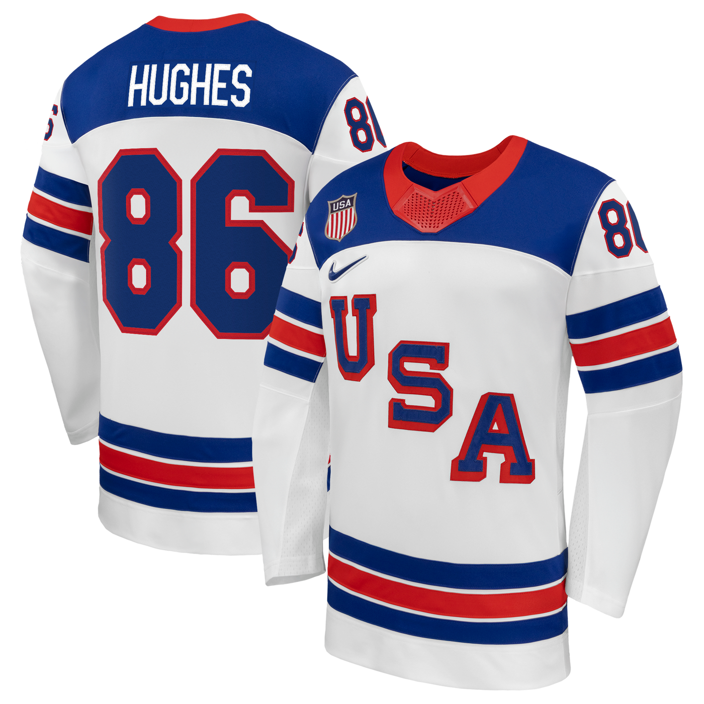 Jack Hughes Nike White US Hockey 2026 Away Replica Jersey
