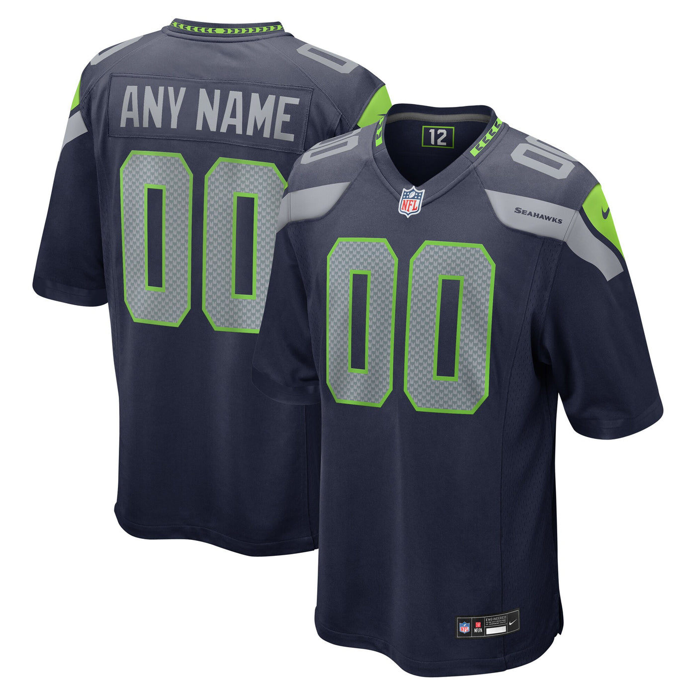 Seattle Seahawks Nike College Navy Custom Game Jersey