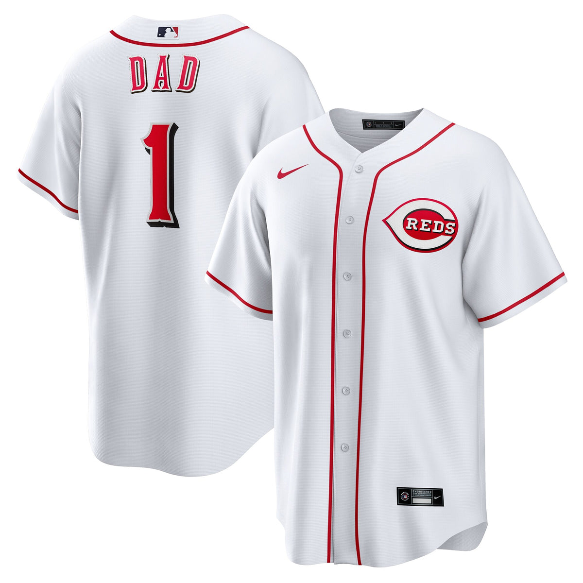 Cincinnati Reds White #1 Dad Home Replica Jersey