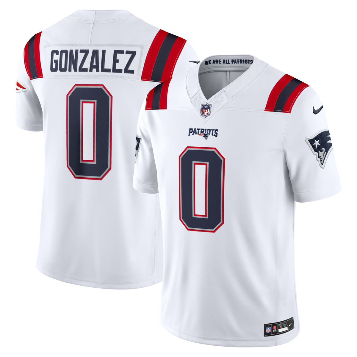 New England Patriots Christian Gonzalez White Vapor F.U.S.E. Stitched Limited Jersey