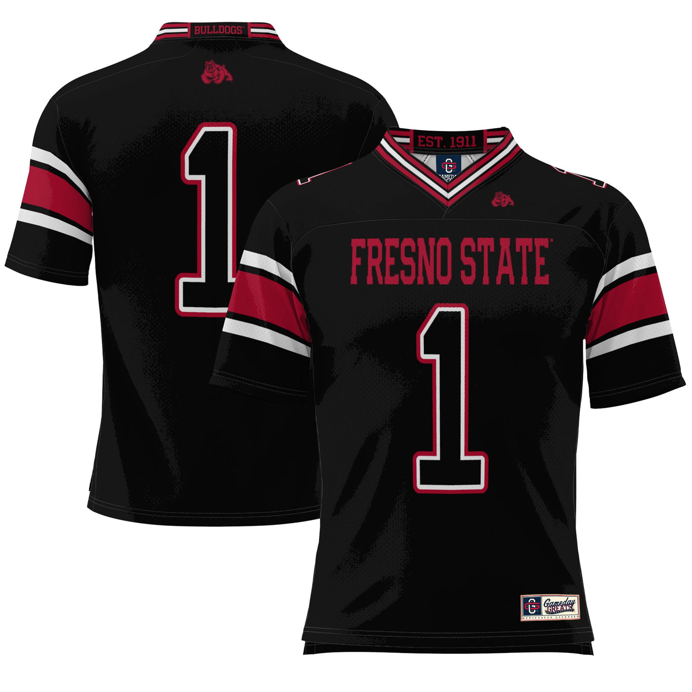 GameDay Greats #1 Black Fresno State Bulldogs Endzone Football Jersey