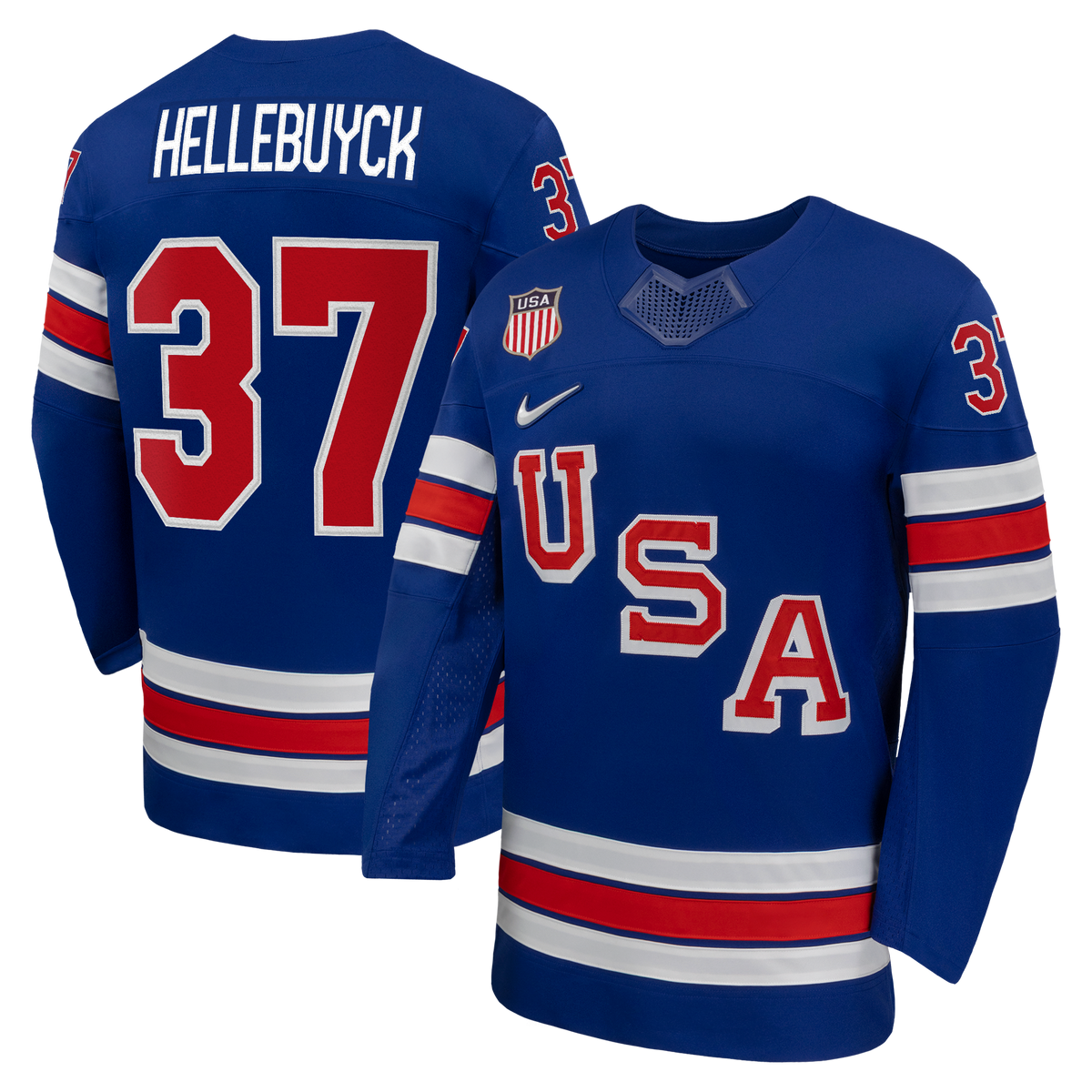 Connor Hellebuyck Royal US Hockey 2026 Home Replica Jersey