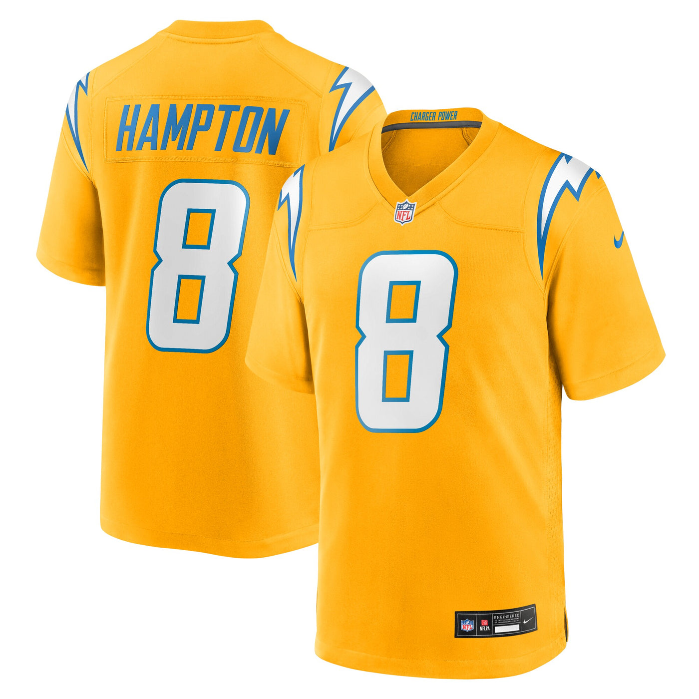 Los Angeles Chargers Omarion Hampton Nike Gold Alternate Charger Power Game Player Jersey
