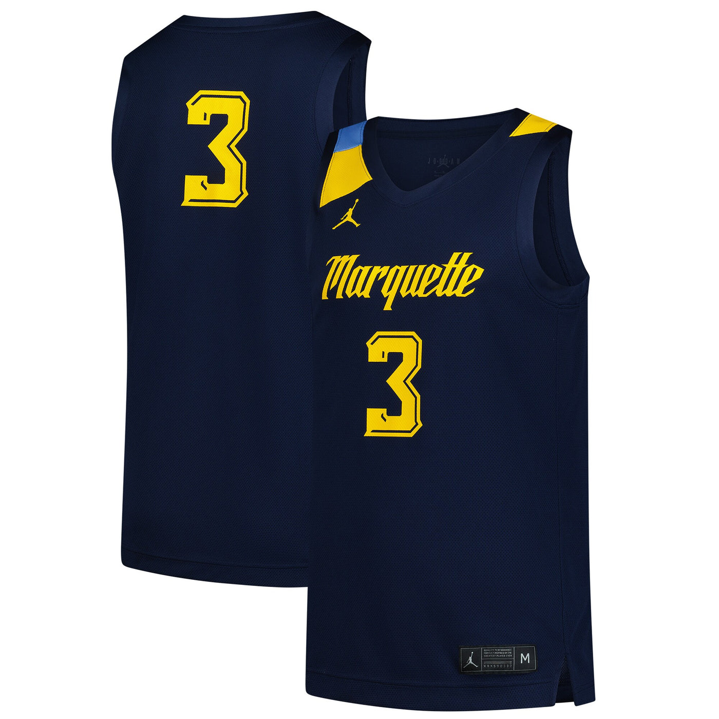 Jordan Brand #3 Navy Marquette Golden Eagles Replica Basketball Jersey