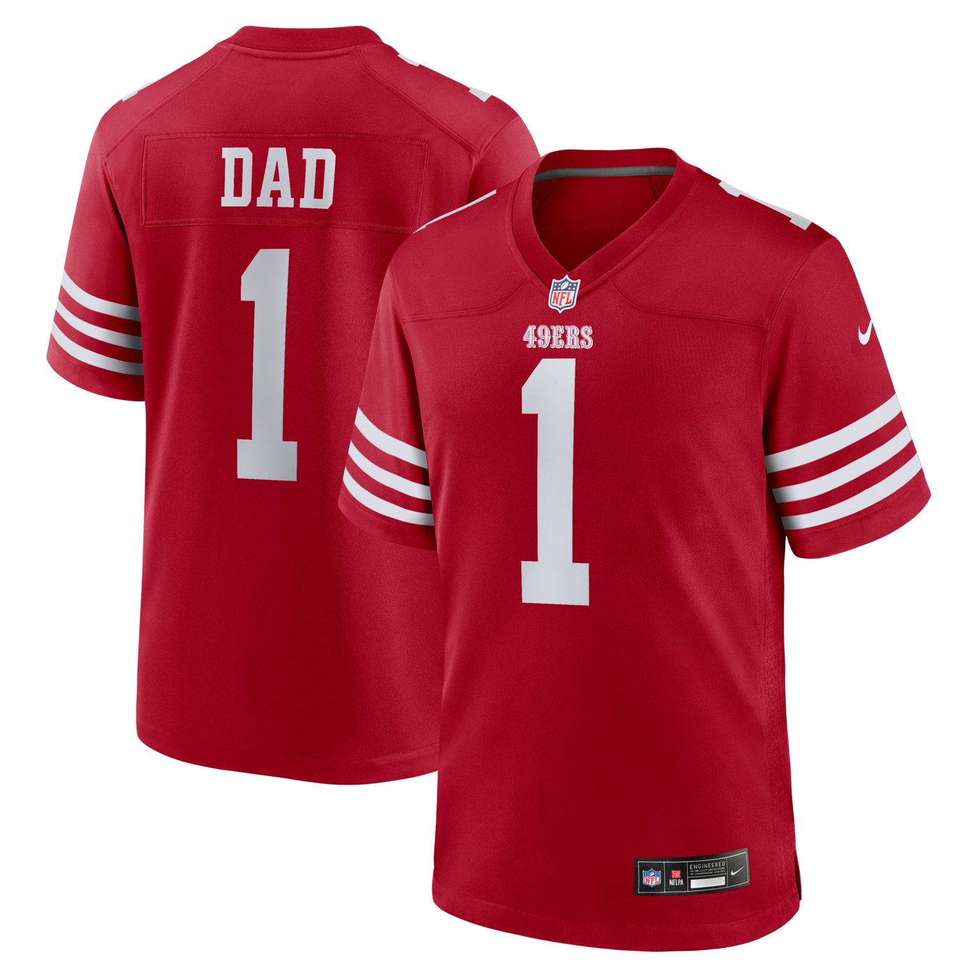 San Francisco 49ers Number 1 Dad Nike Scarlet Game Jersey
