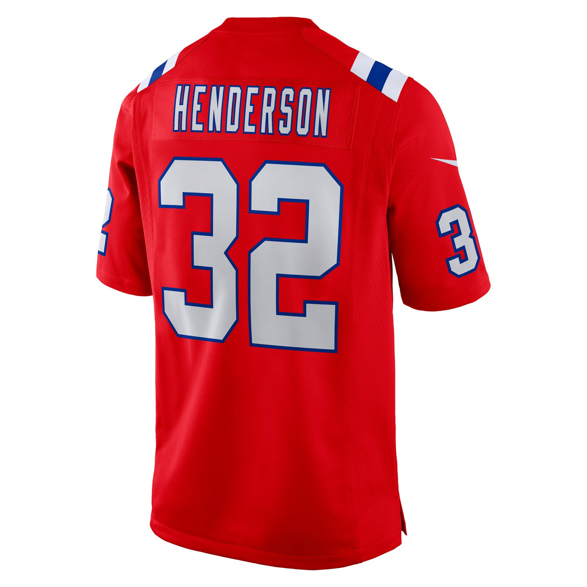 New England Patriots TreVeyon Henderson Red Alternate Game Player Jersey