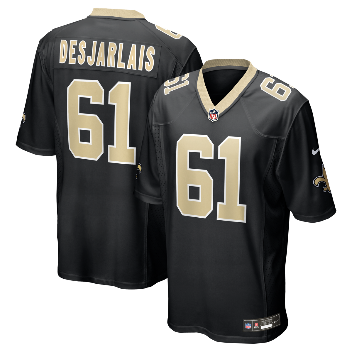 New Orleans Saints Drew Desjarlais Black Game Player Jersey