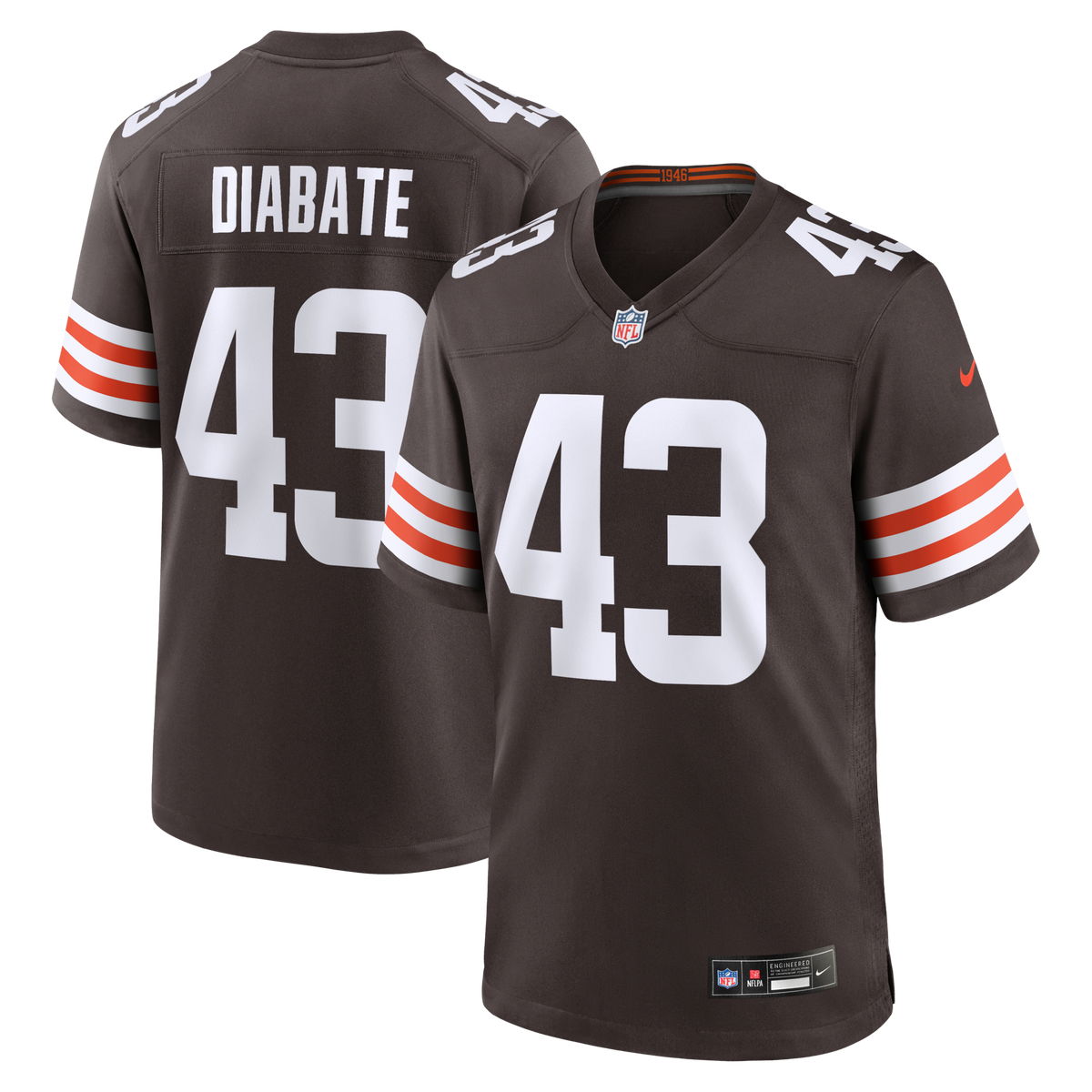 Cleveland Browns Mohamoud Diabate Brown Team Game Jersey