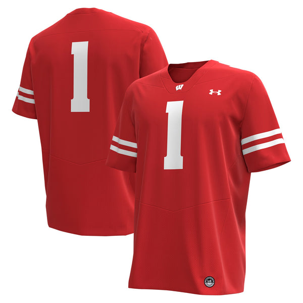 Under Armour #1 Red Wisconsin Badgers Replica Football Jersey
